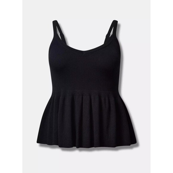 NWT Torrid Ribbed Pullover Black Peplum Tank Sweater Size 4 or 26 Plus - Picture 1 of 4